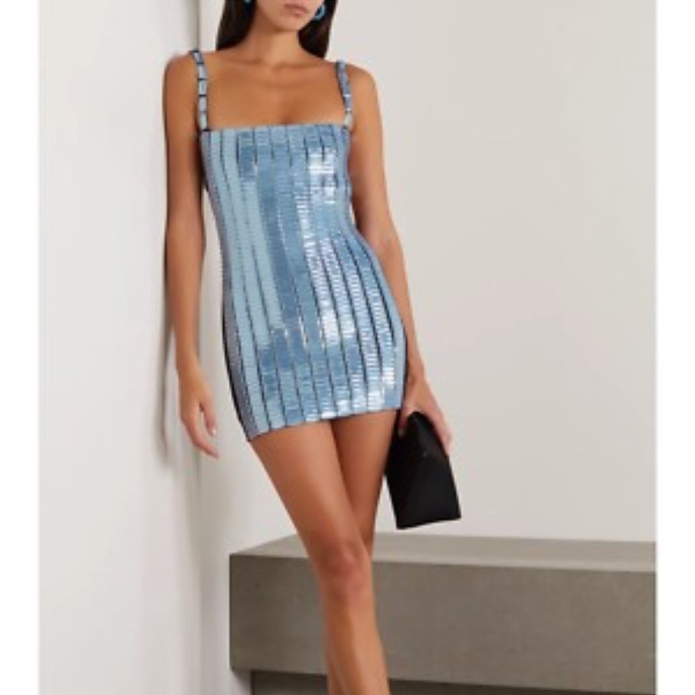 The Attico Light Blue Sequin Mini Dress